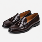 Mens Brown Patent Leather Tassel Loafers – Vintage Slip-On Smart Casual Shoes - Image 2