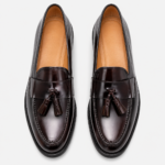 Mens Brown Patent Leather Tassel Loafers – Vintage Slip-On Smart Casual Shoes - Image 3