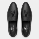 Mens Black Handcrafted Full-Grain Leather Tassel Loafers – Elegant Casual Slip-On Shoes - Image 3