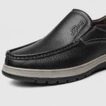 Mens Black Handmade Genuine Leather Loafers – Casual Walking Work Flat Moccasin Shoes - Image 5