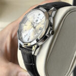 Amalfi Diamond Cut Watch — 42mm Steel & Black Leather - Image 2