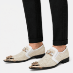 Mens Beige Patent Leather Loafers – Italian Style Slip-On Brown Formal Dress Shoes - Image 7
