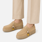 Mens Beige Suede Leather Platform Loafers – Designer Comfortable Casual Slip-On Shoes - Image 7