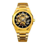 Octagonal Automatic Skeleton Watch — Integrated Steel Bracelet - Image 3