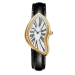 Positano Sculpted Watch — 45mm Steel & Black Leather
